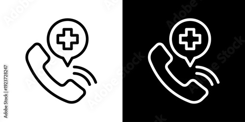 Call Icon Of Line Black And White Style 