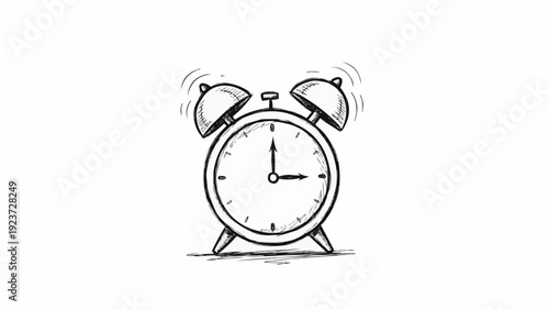 A simple black and white alarm clock.