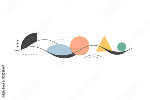 Geometric style illustration abstract flow. An abstract composition where geometric shapes flow gently across the scene, suggesting movement