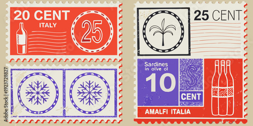 A collection of vintage italian postage stamps with varied designs