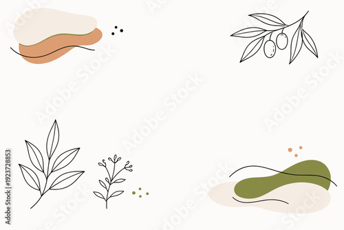 Sustainable luxury packaging background. Abstract botanical forms and soft layers creating a refined eco-friendly atmosphere. Premium