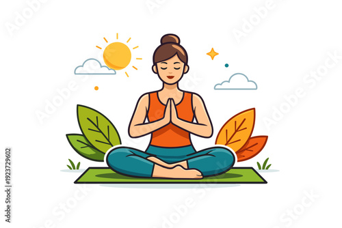 Yoga lifestyle outdoor yoga moment with soft sunlight, leaves, and grounded posture, expressing connection with nature and gentle strength.