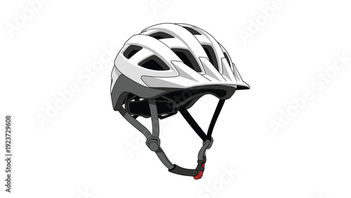 Modern white bicycle helmet with ventilation and adjustable straps, providing essential head protection for cycling enthusiasts.