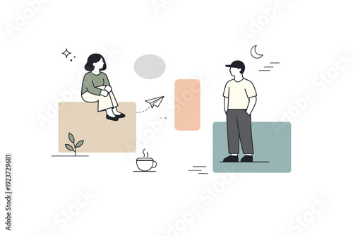 Muted cinematic color palettes. An abstract editorial scene built around soft desaturated colors inspired by film stills, with gentle color