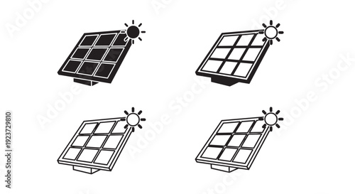 Solar panel icon set