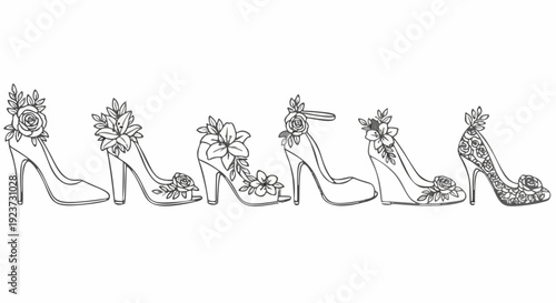 High Heel Bridal Shoes with Floral Details, Wedding Fashion Accessories