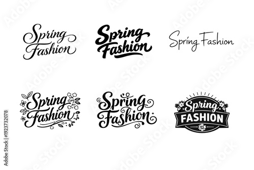 Spring Lettering Styles. Spring Fashion. Set lettering. harmonious lettering variations of the same emblematic concept, each with different artistic