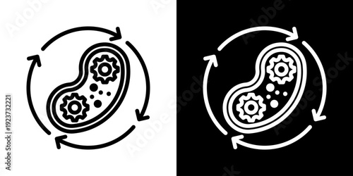 Biological Processing Icon Of Line Black And White Style  