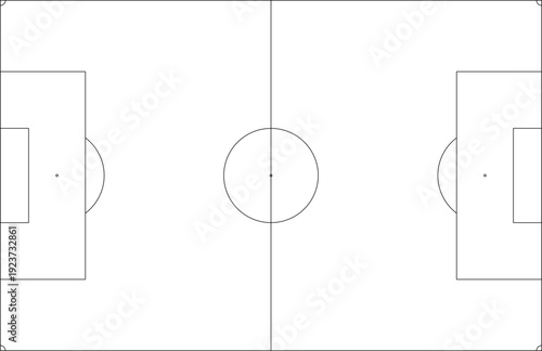 Soccer field vector outline SVG, football pitch markings top view