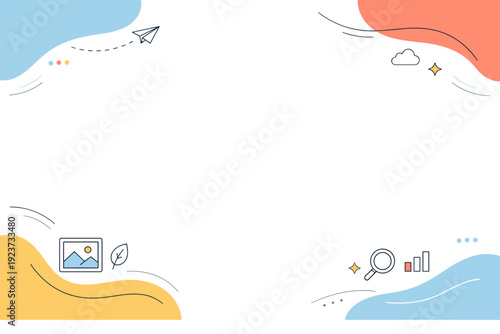 Landing page design background. Abstract shapes and soft gradients arranged to frame a central content area, creating a calm and modern first impression. Clean