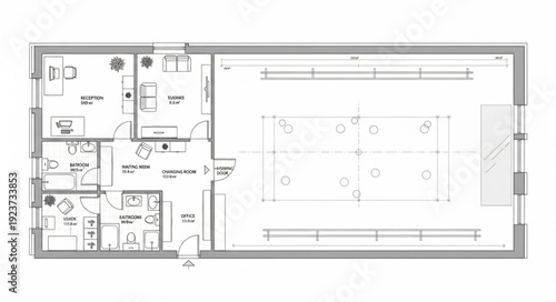 Detailed architectural floor plan showcasing interior layout and design elements.