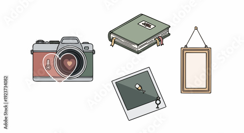 Vintage Wedding Photography and Memory Book Vector Set