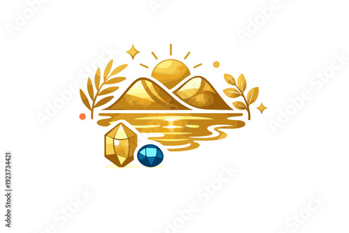 Golden Nature Harmony. Rich golden textures inspired by natural light reflecting on precious materials and surfaces. A compact symbolic composition with