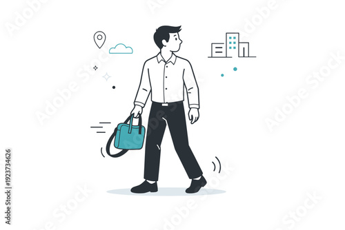 People paused mid-step while commuting. A commuter halts briefly with a bag swinging slightly, checking surroundings before continuing forward. The scene