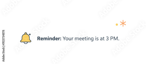 Minimal UI notification moment. A soft alert or banner appears with a single line of text and a small icon, floating on a quiet screen.