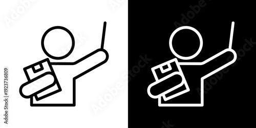 Instructor Icon Of Line Black And White Style 