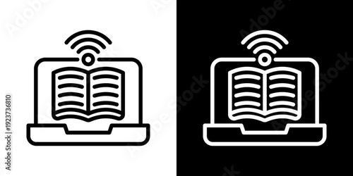 Online Learning Icon Of Line Black And White Style 