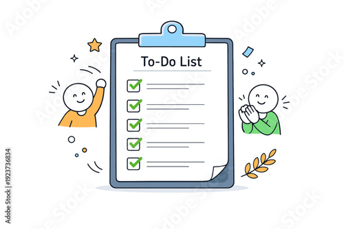 Completed to-do list. A finished checklist with visible checkmarks symbolizes achievement and satisfaction at the end of the day. The mood is