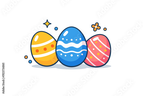 Easter eggs decoration simple geometric eggs with soft highlights and decorative dots, capturing calm happiness and modern holiday