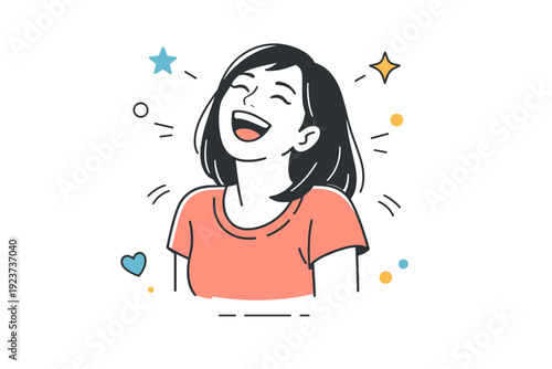 Women laughing naturally. A woman caught mid-laugh, head slightly tilted back, shoulders relaxed. The scene captures spontaneous joy and unfiltered emotion in