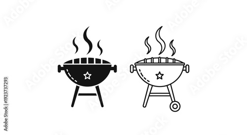 Labor day grill and bbq icon set for cookout and outdoor cooking Vector