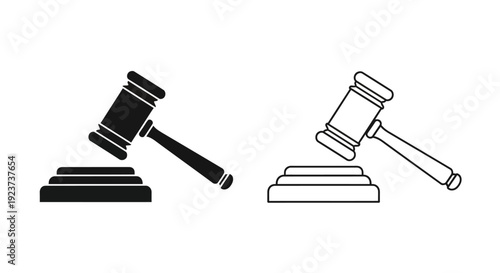 Labor day gavel and hammer icon set for legal and justice concept Vector