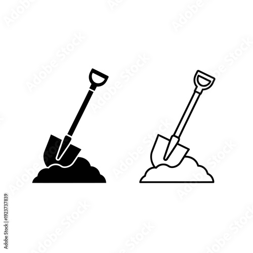 Labor day shovels digging tools garden icon set Vector