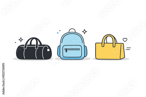 Bags resting on floors as abstract detail. Simplified bag shapes placed on the ground, focusing on form, weight, and stillness rather than people. Calm visual
