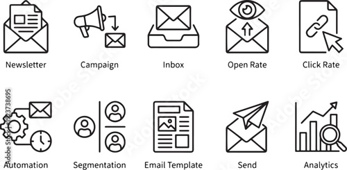 Email Marketing Campaign Automation and Analytics Flat Design Vector Illustration
