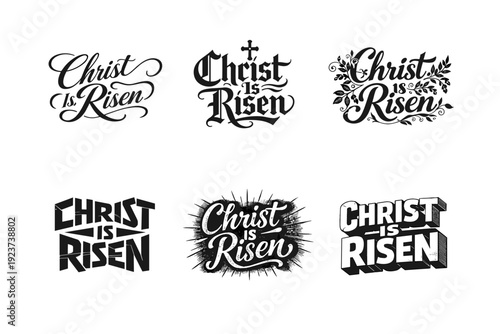 Christ Is Risen. Set lettering. harmonious lettering variations of the same emblematic concept, each with different artistic interpretation