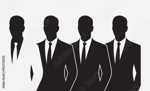 Business team silhouette men in suits standing together collaboration unity success professional group