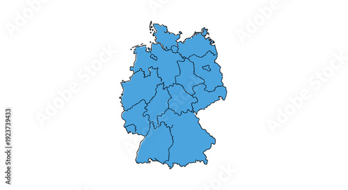 Simple map outline of germany with highlighted regions