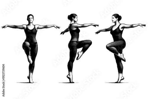 Dancing human figure a full-body human figure captured mid-dance with arms extended and balanced posture shown in front view side view and