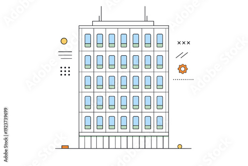 Skyscraper facade. A clean editorial view of a modern skyscraper facade with repeating windows and clear vertical rhythm, expressing scale