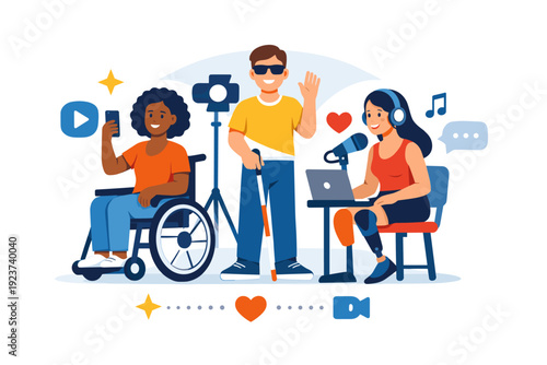 Inclusive Everyday Life. Disability-inclusive advertising representing diverse people confidently participating in everyday life and media. A positive visual