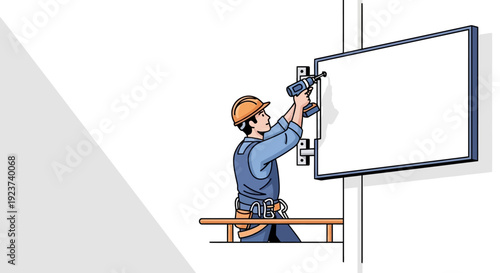 Man Installing Television on the Wall.