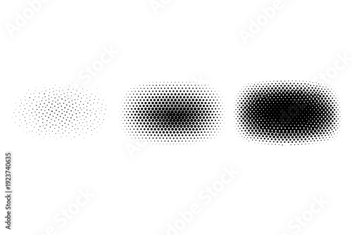 Gradient density halftone brush A halftone brush object showing light dot density, medium dot density, and dense dot coverage as three visual