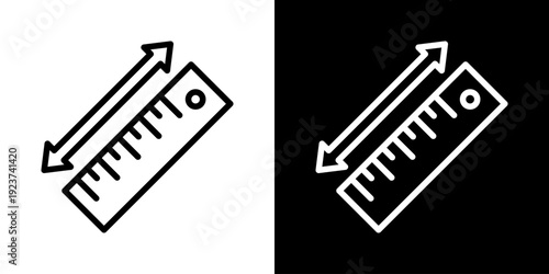 Ruler Icon Of Line Black And White Style 