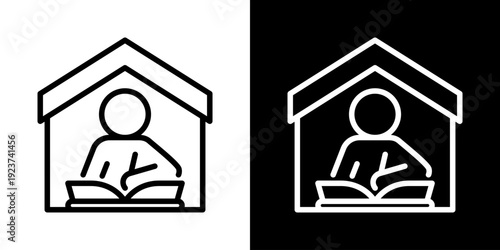 Homework Icon Of Line Black And White Style 