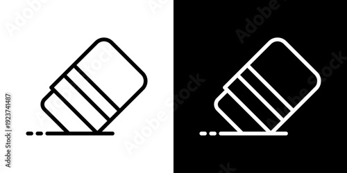 Eraser Icon Of Line Black And White Style 
