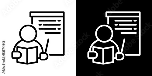 Teacher Icon Of Line Black And White Style 
