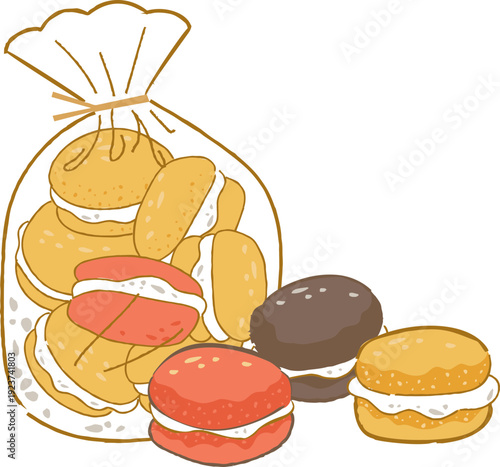 Colorful Macarons in Bag.