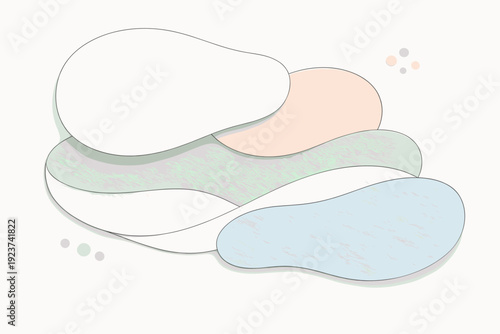 Organic paper texture background. Layered paper-like shapes with gentle shadows and soft grain, calm handcrafted feeling. Clean editorial