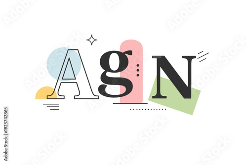 Type-led compositions. Large expressive letterforms interacting with simple geometric shapes, creating rhythm and visual structure. Calm contemporary mood with