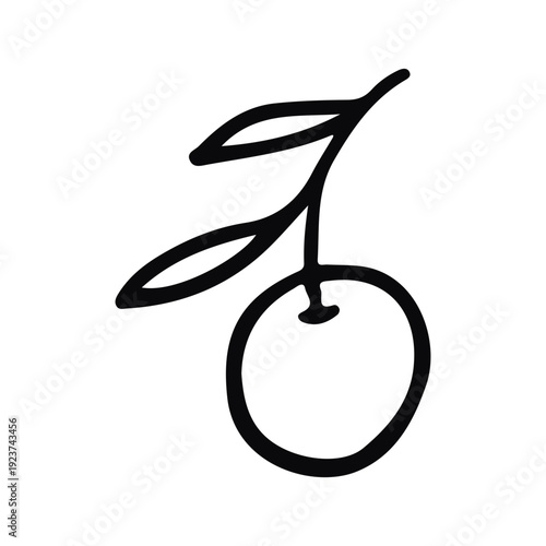 Hand Drawn Orange Fruit with Leaf Illustration