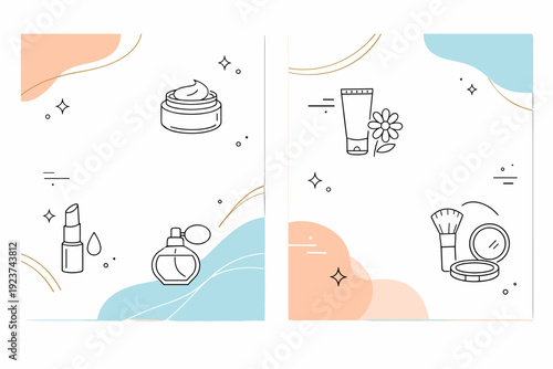 Elegant Beauty Background. Cosmetics backgrounds. Abstract luxury beauty backdrop using soft shapes and subtle decorative lines. Modern premium look with calm