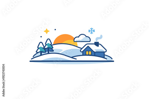 Winter sense of rest and reset visualized as a minimal landscape resting under snow, symbolizing pause, restoration, and preparation for new