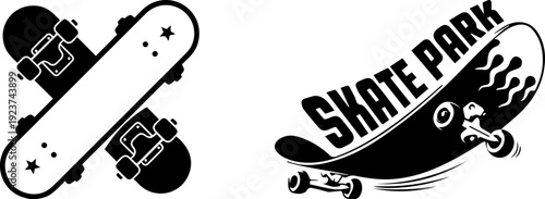 Skateboard and Skate Park Typography Vector Illustration