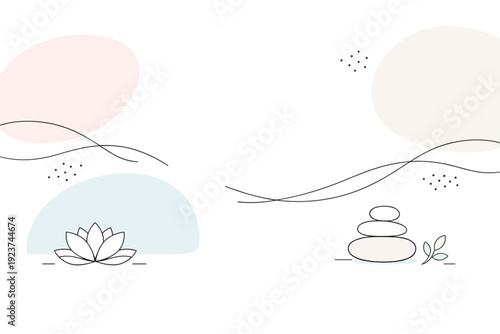 Calm Minimalist Composition. Wellness minimal texture. Large soft shapes fading gently into each other, calm visual rhythm and spacious composition. The scene