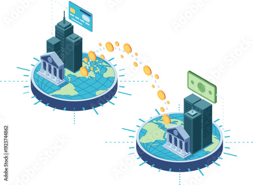 Isometric Global Money Transfer Between Countries
